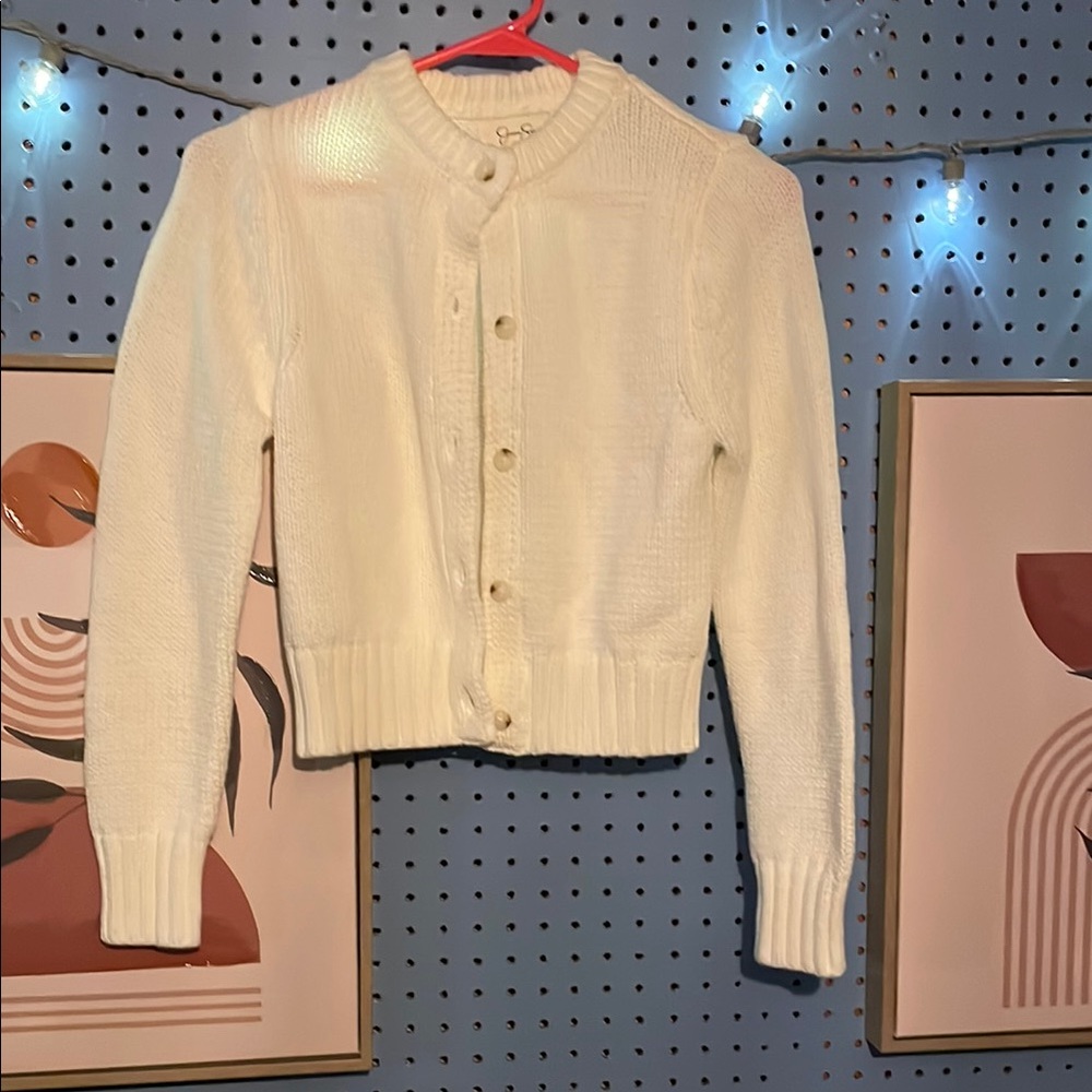 Jessica Simpson White Cardigan Sweater with Cropped Fit